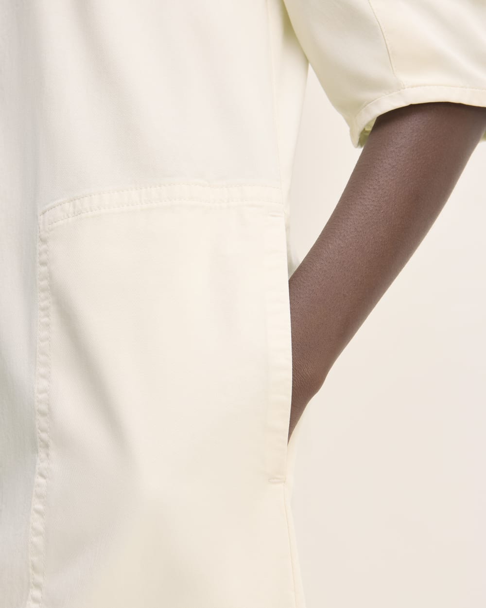 The Short-Sleeve Puff Midi Dress | Bone