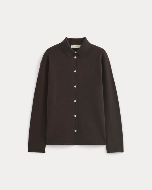 Cashmere Button-Up Shirt | Dark Chocolate