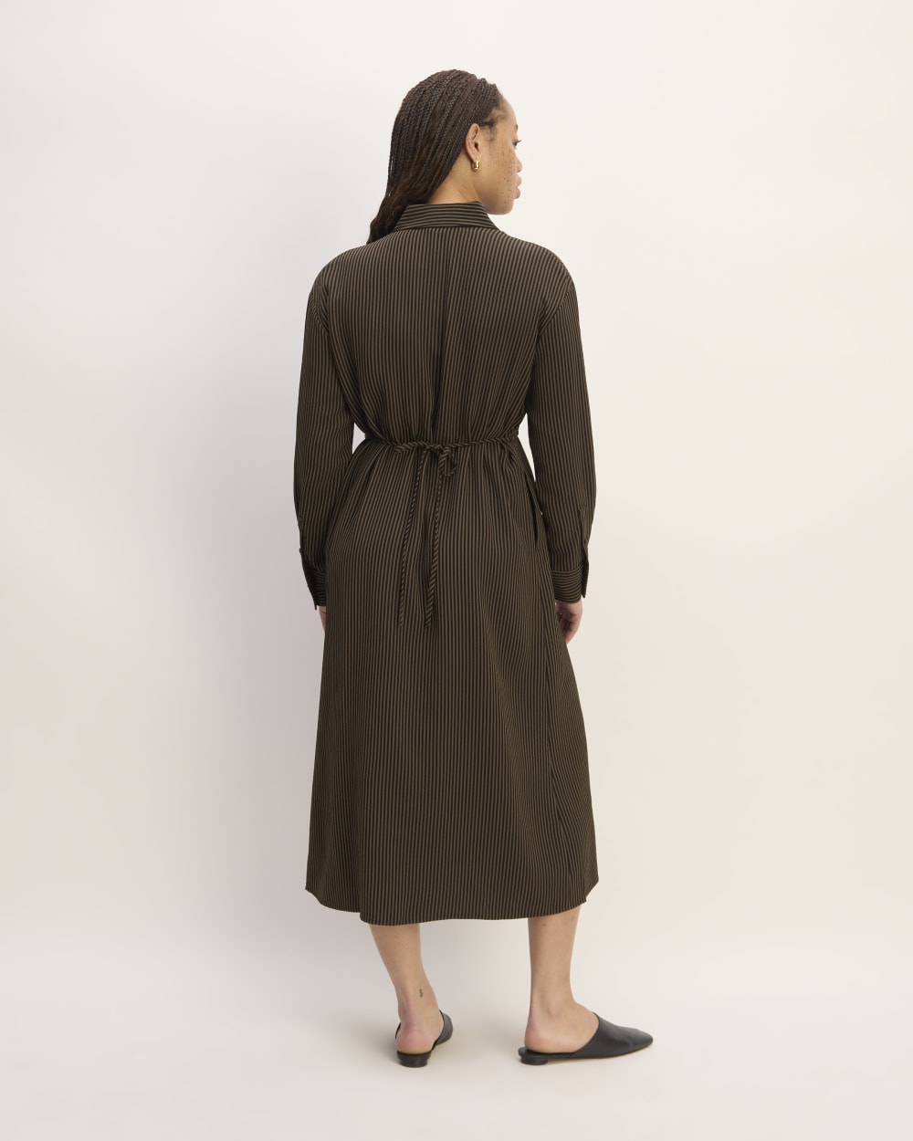 The Mini Jacquard Stripe Shirt Dress | Cocoa / Black