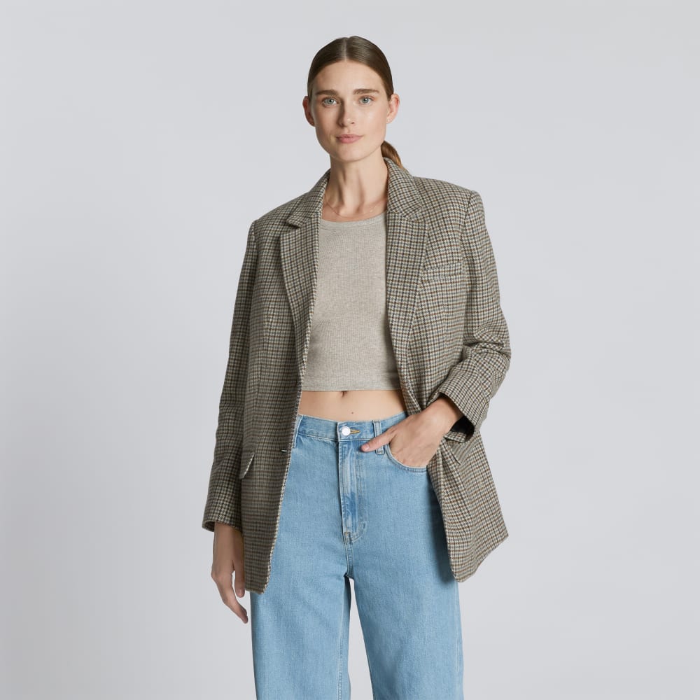 The Oversized Blazer in Wool | Pewter Houndstooth