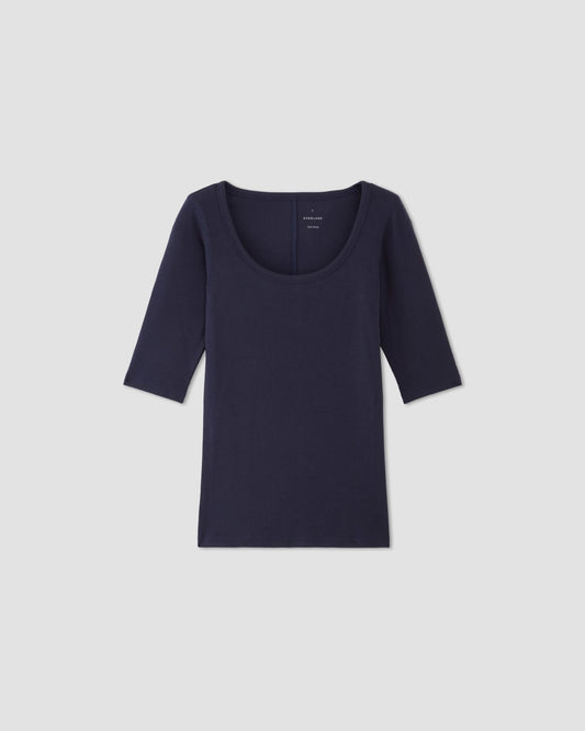 The Luxe Rib Scoop-Neck Tee | Navy