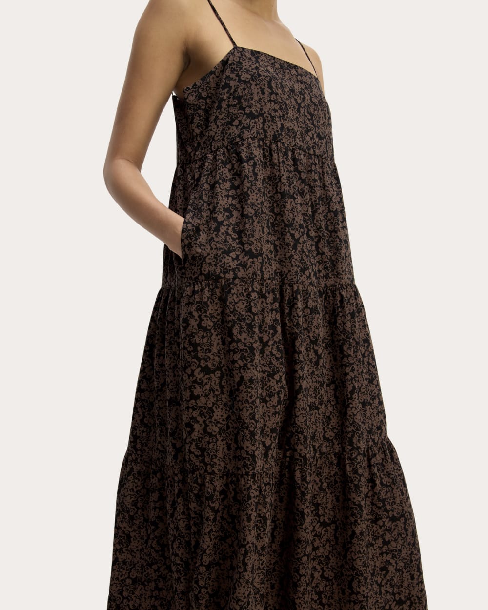 The Gauze Tiered Dress | Black / Cocoa Small Floral