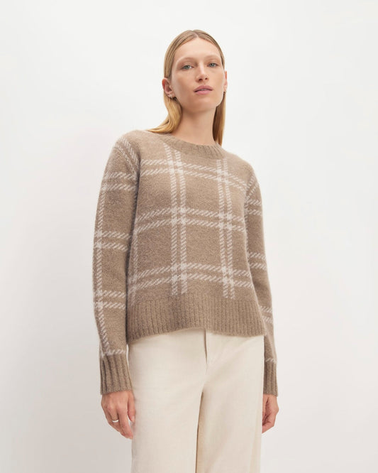 The Alpaca Cropped Crewneck Sweater | Wheat / Lightest Taupe
