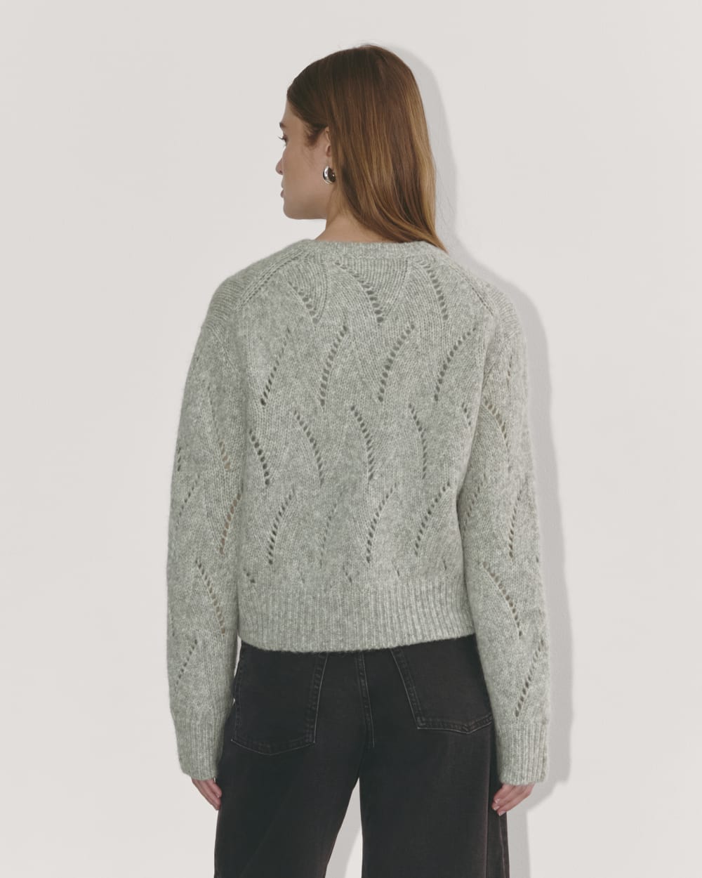 The Pointelle Cardigan in Cloud | Heather Grey