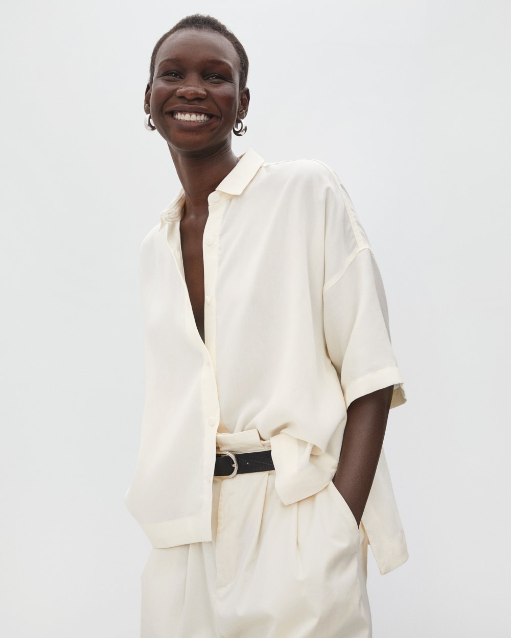 The Drapey Square Shirt | Bone