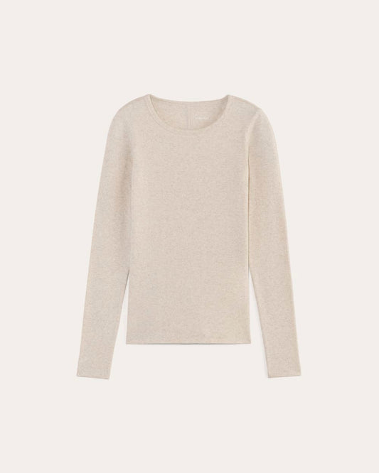 The Luxe Rib Long-Sleeve Crew | Heathered Oat