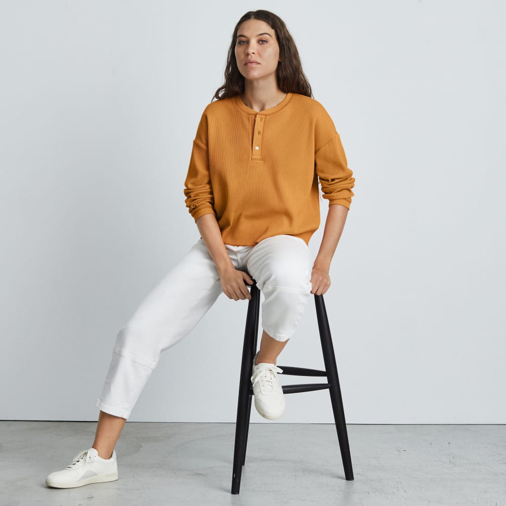 The Organic Cotton Waffle Henley | Burnt Orange