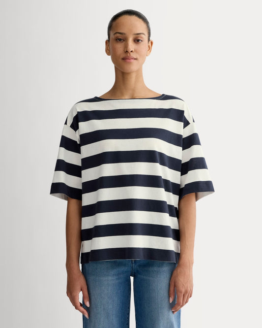 The Mariner Oversized Tee | Navy / Bone