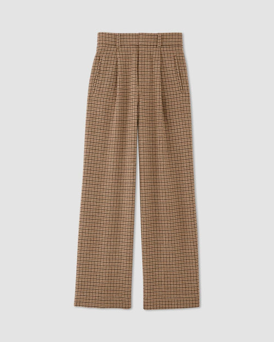 The ReWool® Way-High Drape Pant | Camel Houndstooth