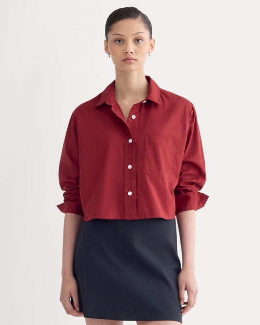 The Way-Short Shirt in Silky Cotton | Merlot