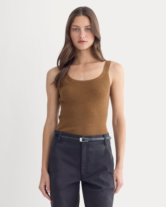 The Light Ribbed Cami in Ultrasoft Merino | Heathered Toffee