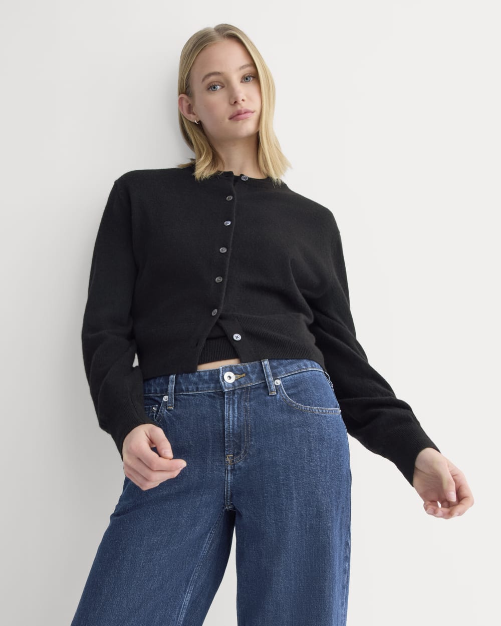 Cashmere Cropped Cardigan | Black