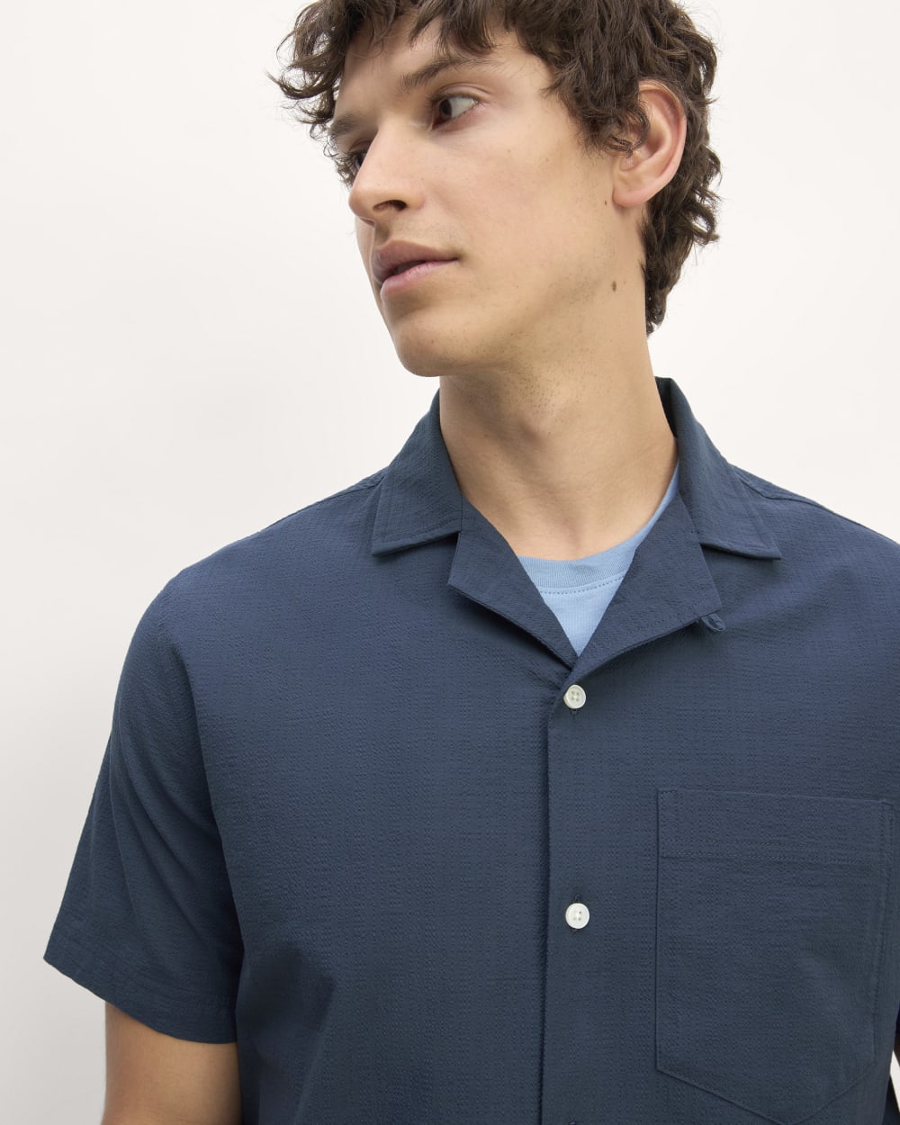 The Seersucker Short-Sleeve Shirt | Deep Blue