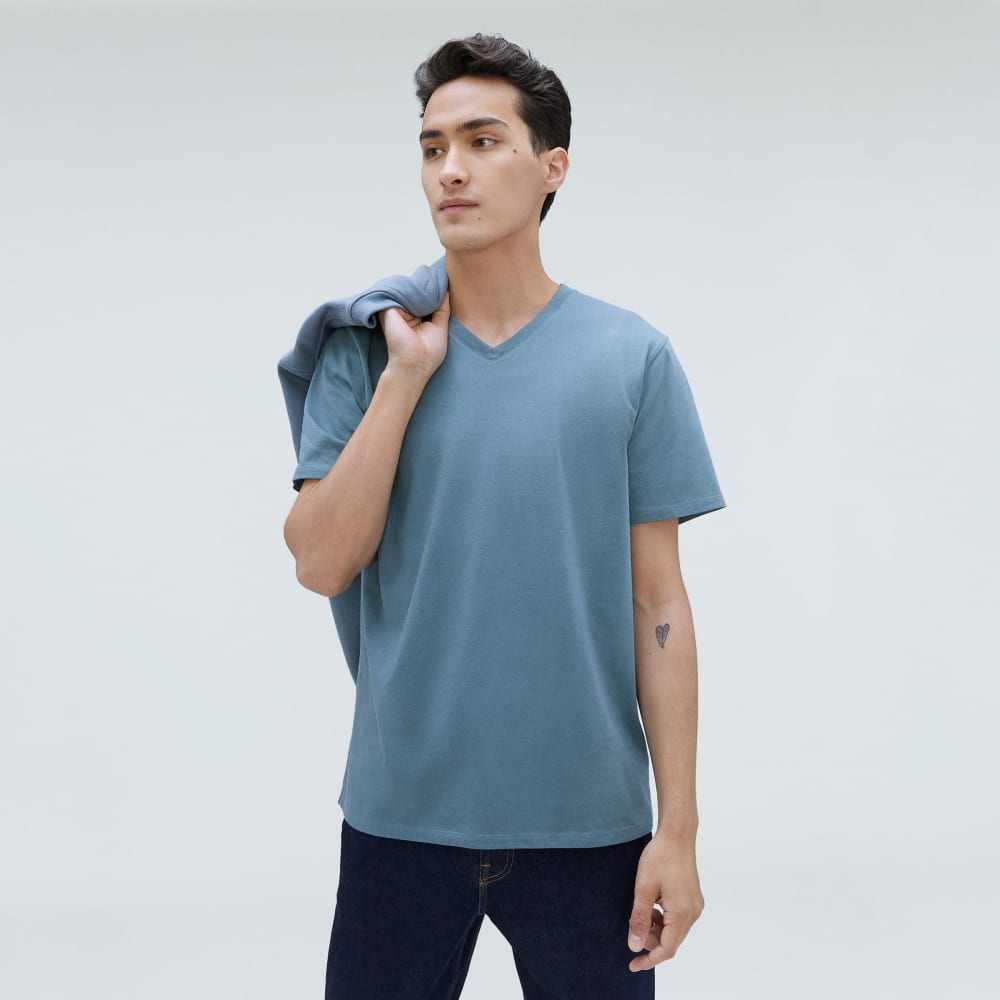 The Organic Cotton V-Neck Tee | Greyish Blue