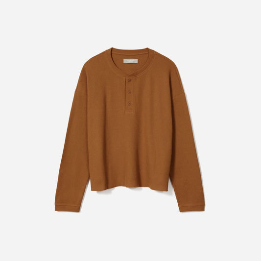 The Organic Cotton Waffle Henley | Toasted Almond