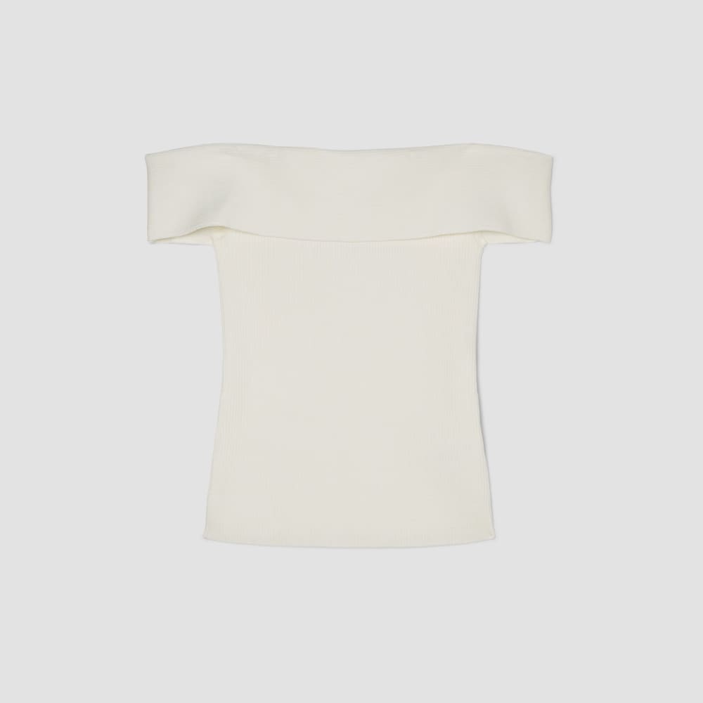 The Ribbed Cotton Off-The-Shoulder Top | Bone