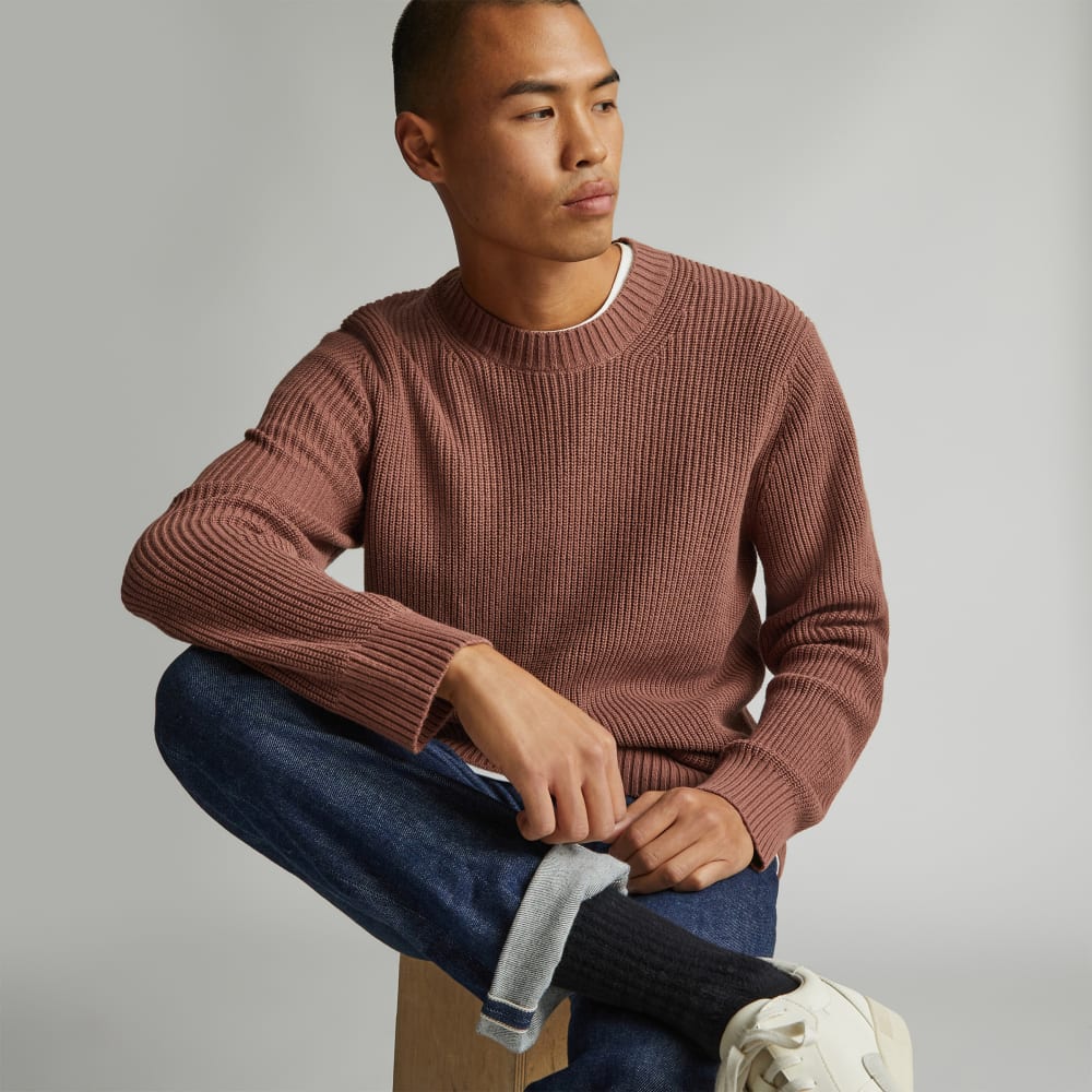 The No-Sweat Ribbed Crew | Carob Brown