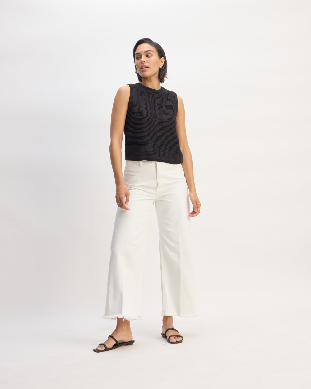 The Organic Cotton Open-Stitch Tank | Black