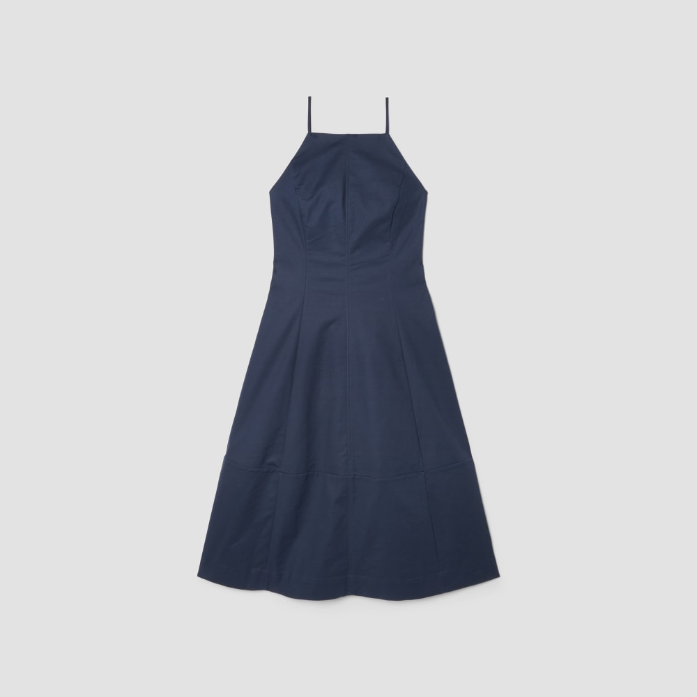 The Structured Cotton Bell Dress | Navy