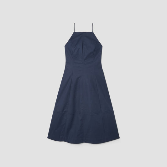 The Structured Cotton Bell Dress | Navy