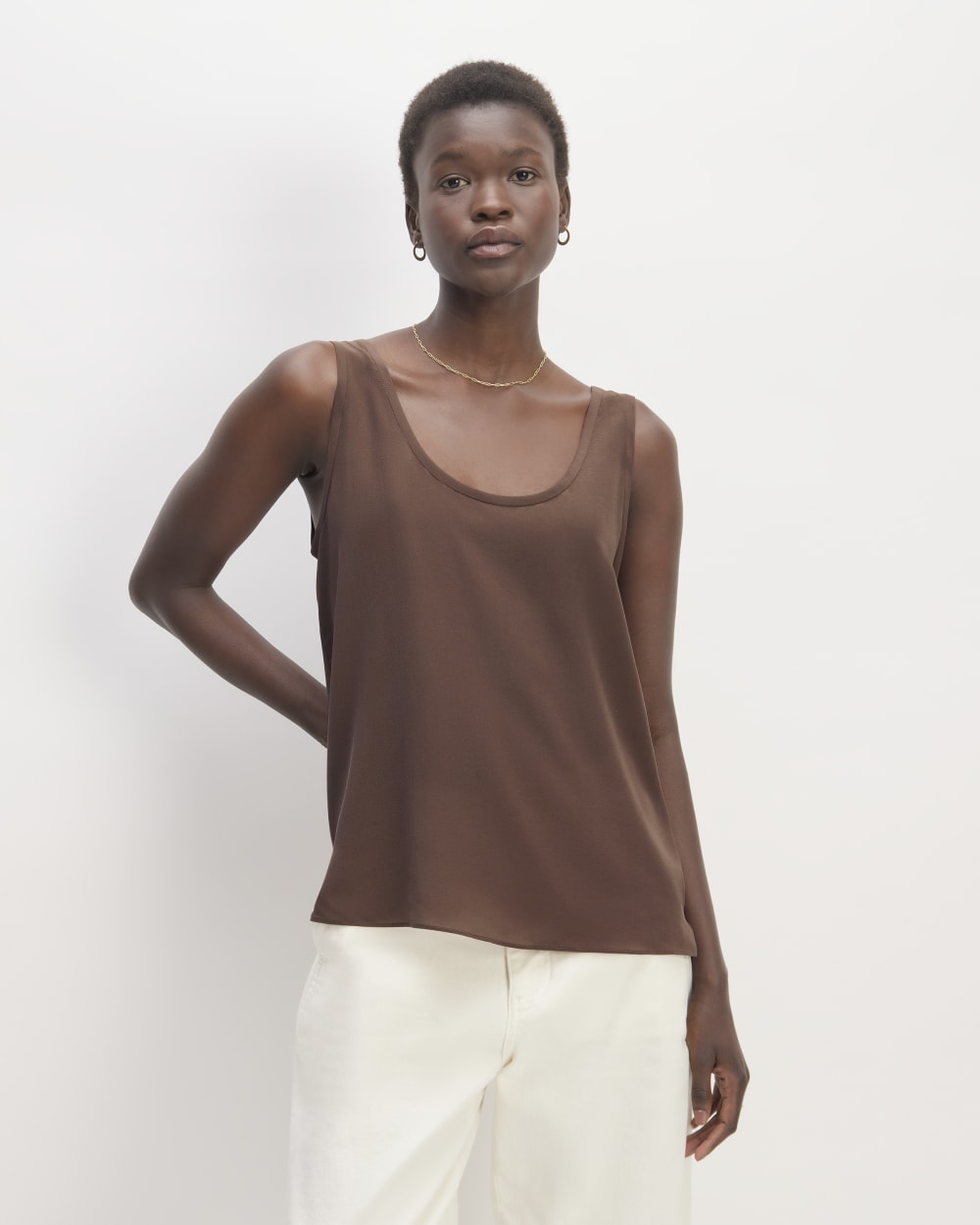 The Scoop Tank in Washable Silk | Cocoa