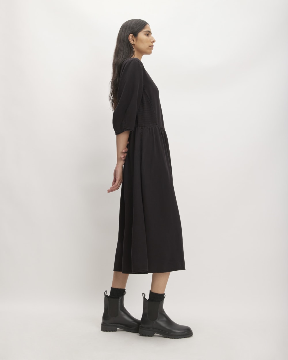The TENCEL™ Puff-Sleeve Dress | Black
