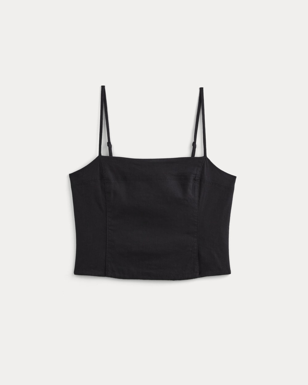 The Seamed Top in Stretch Linen | Black
