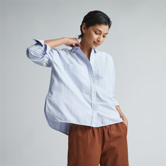 The Boxy Oxford | Periwinkle / White