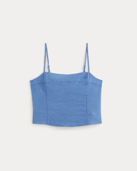 The Seamed Top in Stretch Linen | Bluebell