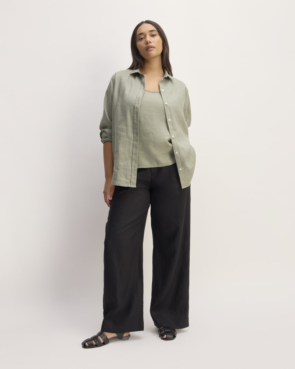 The Scoop Tank in Linen | Sage Green