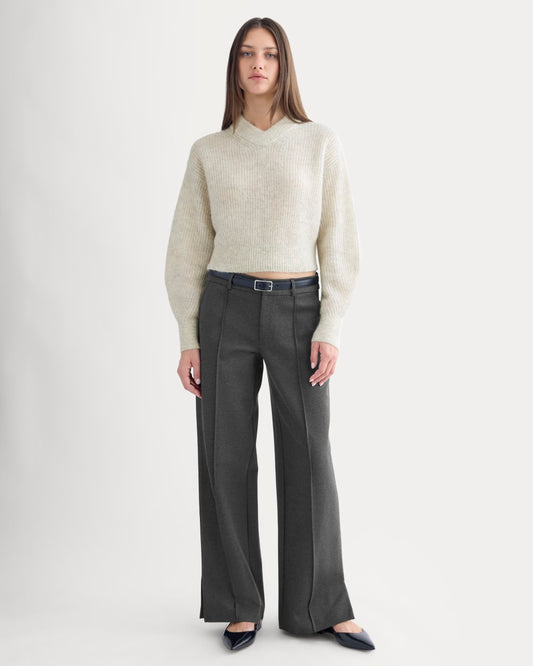 Dream Wide-Leg Trouser | Heathered Soot