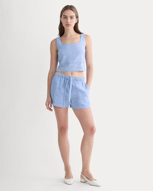 The Drawstring Boxer Short in Linen | Chambray