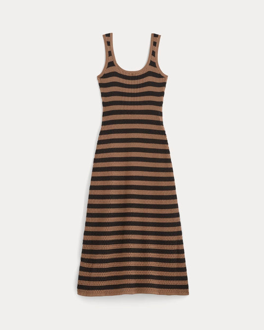 The Crochet Knit Tank Dress | Mocha / Black