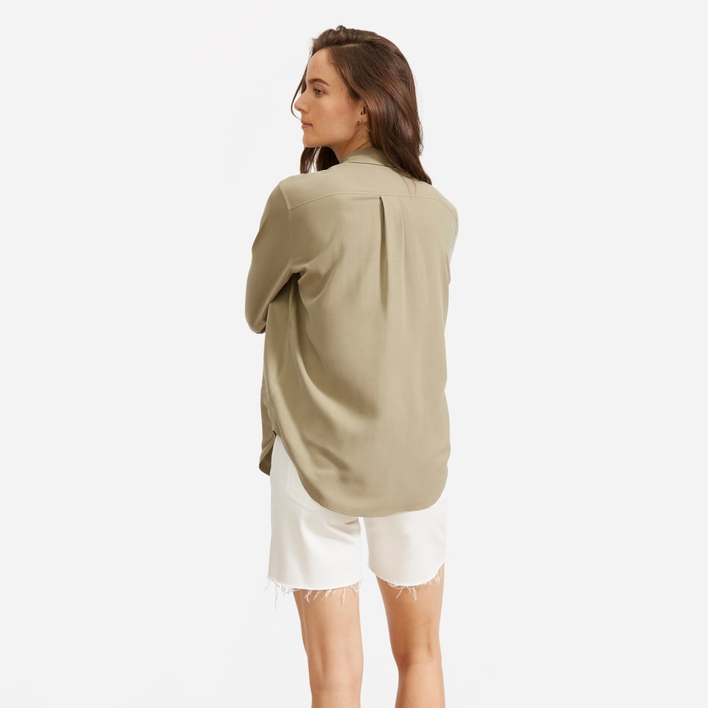 The Washable Silk Relaxed Shirt  | Covert Green