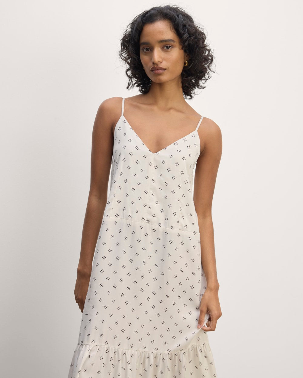 The Long Weekend Dress in Butterlite | Bone / Black Square Dot