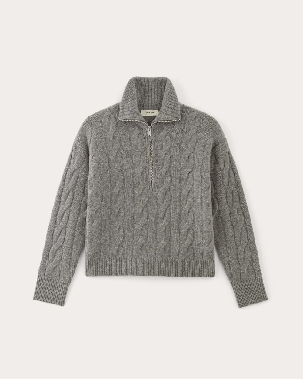 The Cable Half-Zip in Luxe Merino | Heathered Mid-Grey