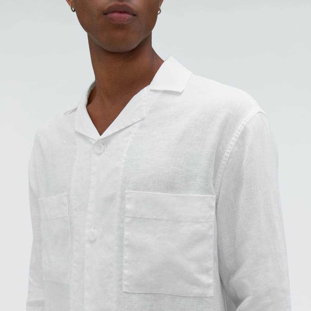 The Long Sleeve Linen Camp Shirt | White