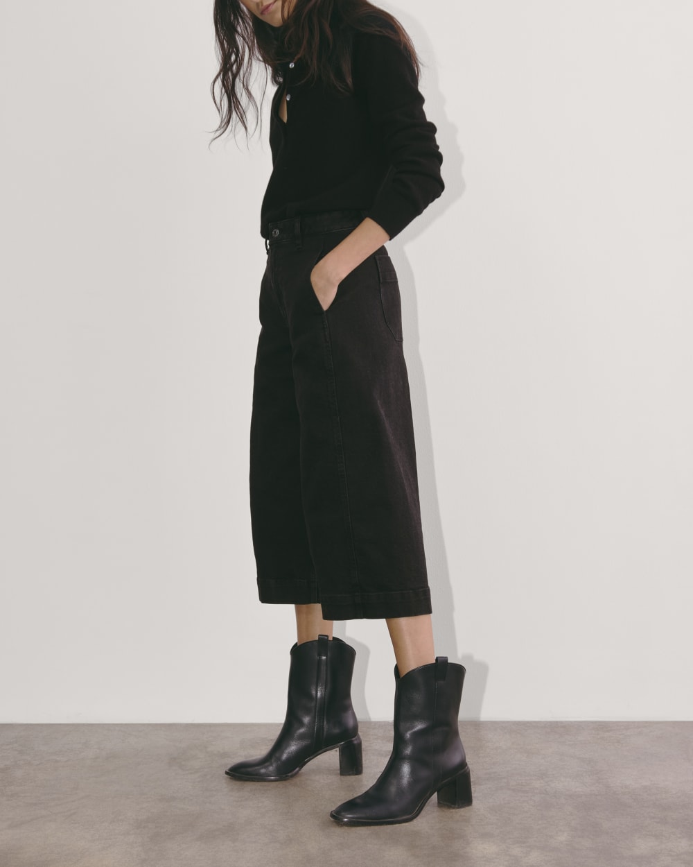 The Denim Culotte | Tumbled Black