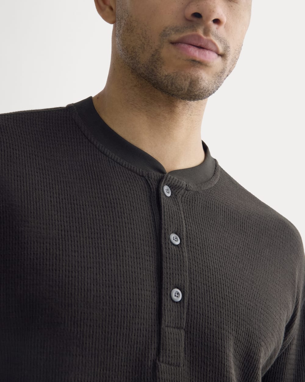 Thermal Henley in Cozy Waffle | Black