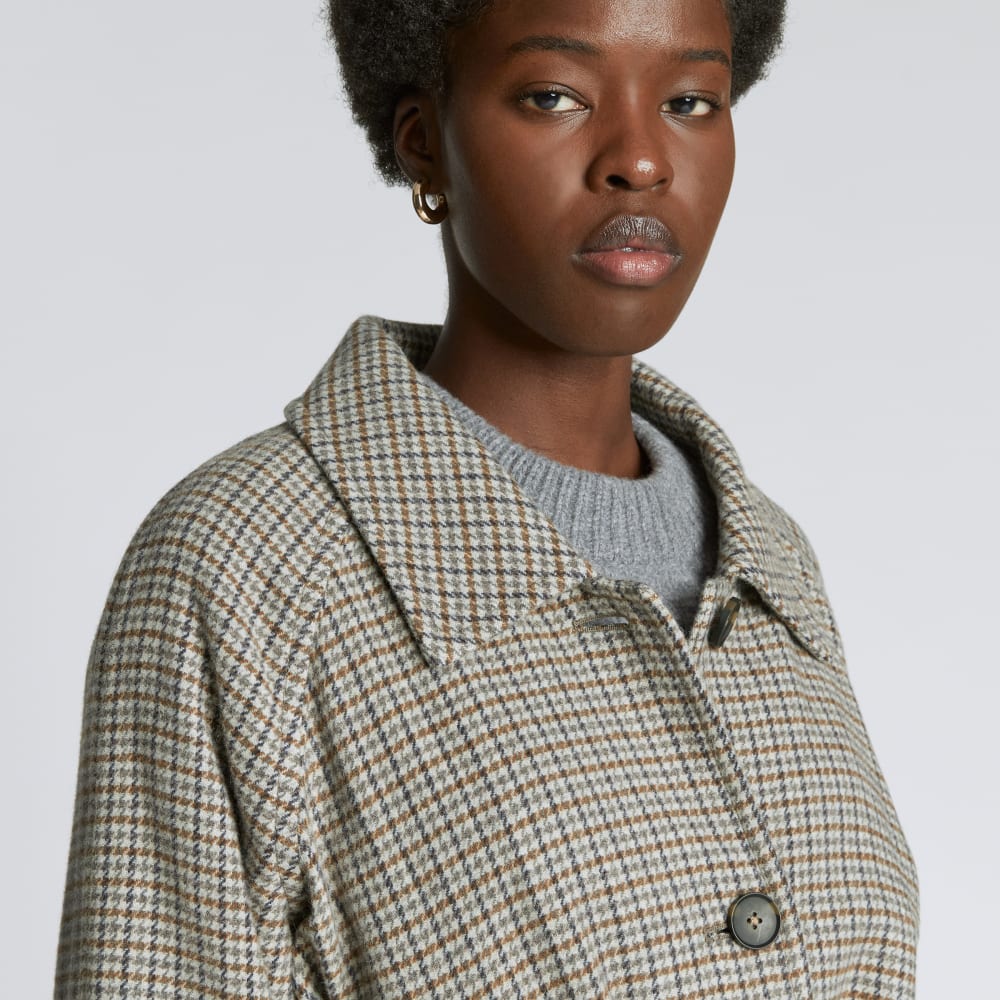 The Italian ReWool® Trench | Pewter Houndstooth