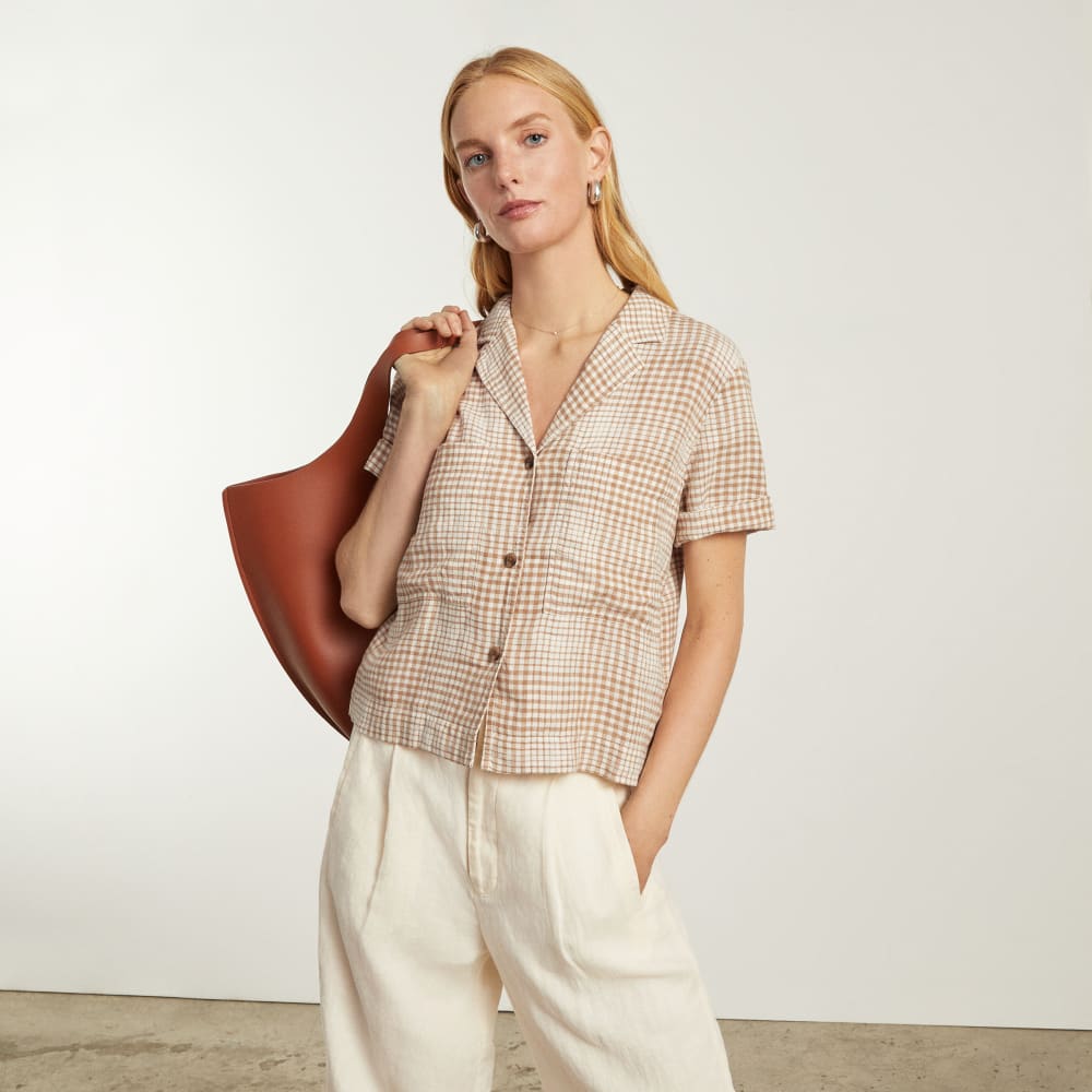 The Linen Workwear Shirt | Iced Coffee Grid