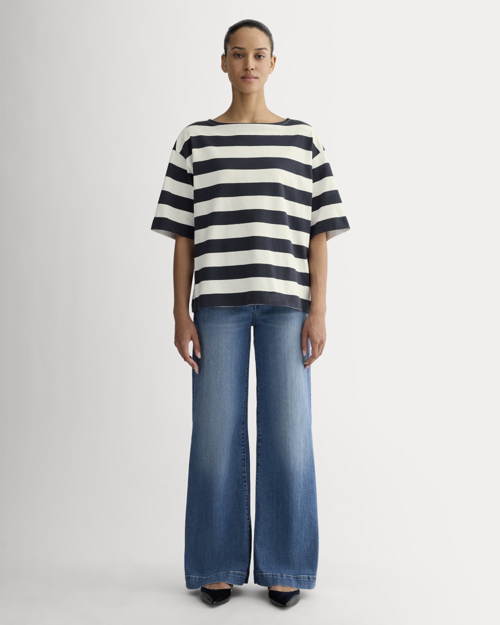 The Mariner Oversized Tee | Navy / Bone