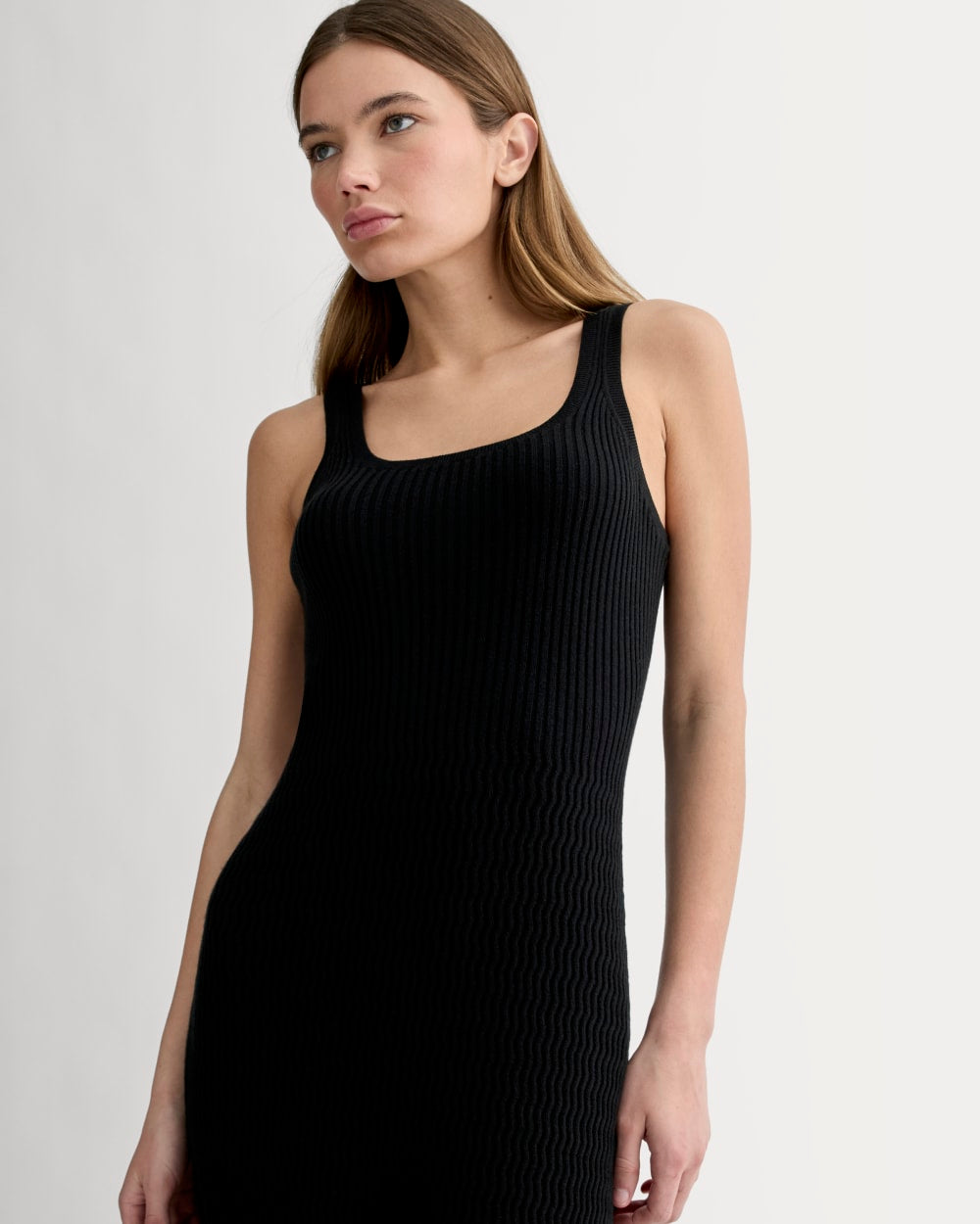 The Crochet Knit Tank Dress | Black