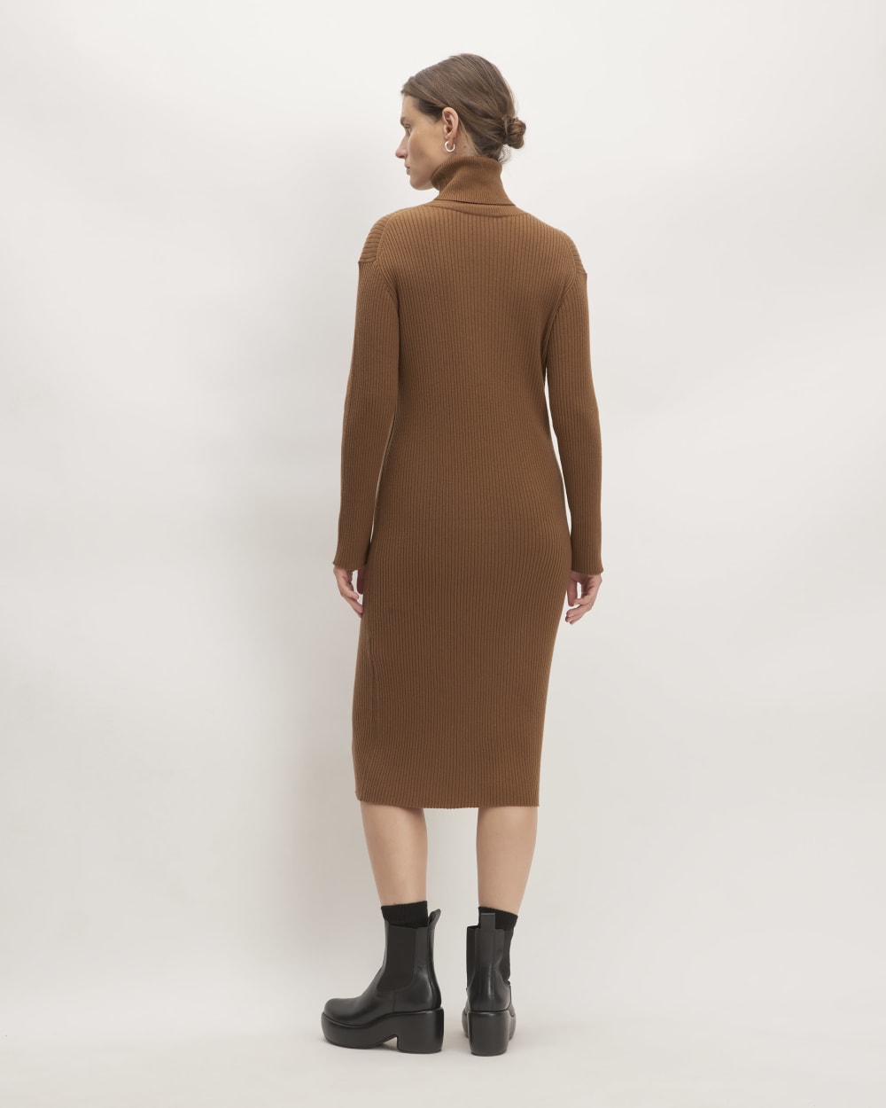 The Cotton-Merino Turtleneck Dress | Rich Camel