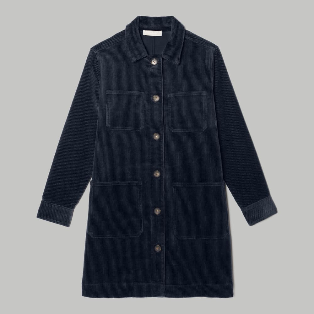 The Corduroy Long Shirt Jacket | Deep Navy