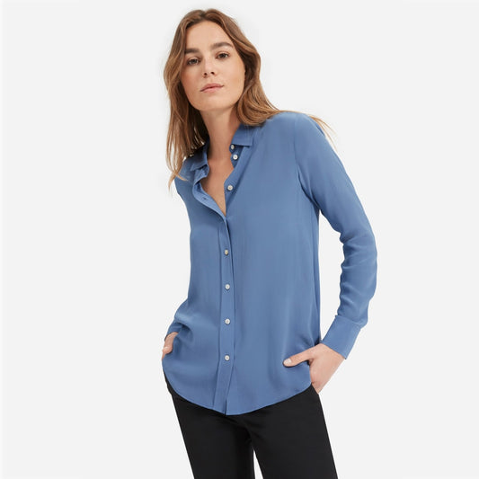 The Must-Have Shirt in Washable Silk | French Blue