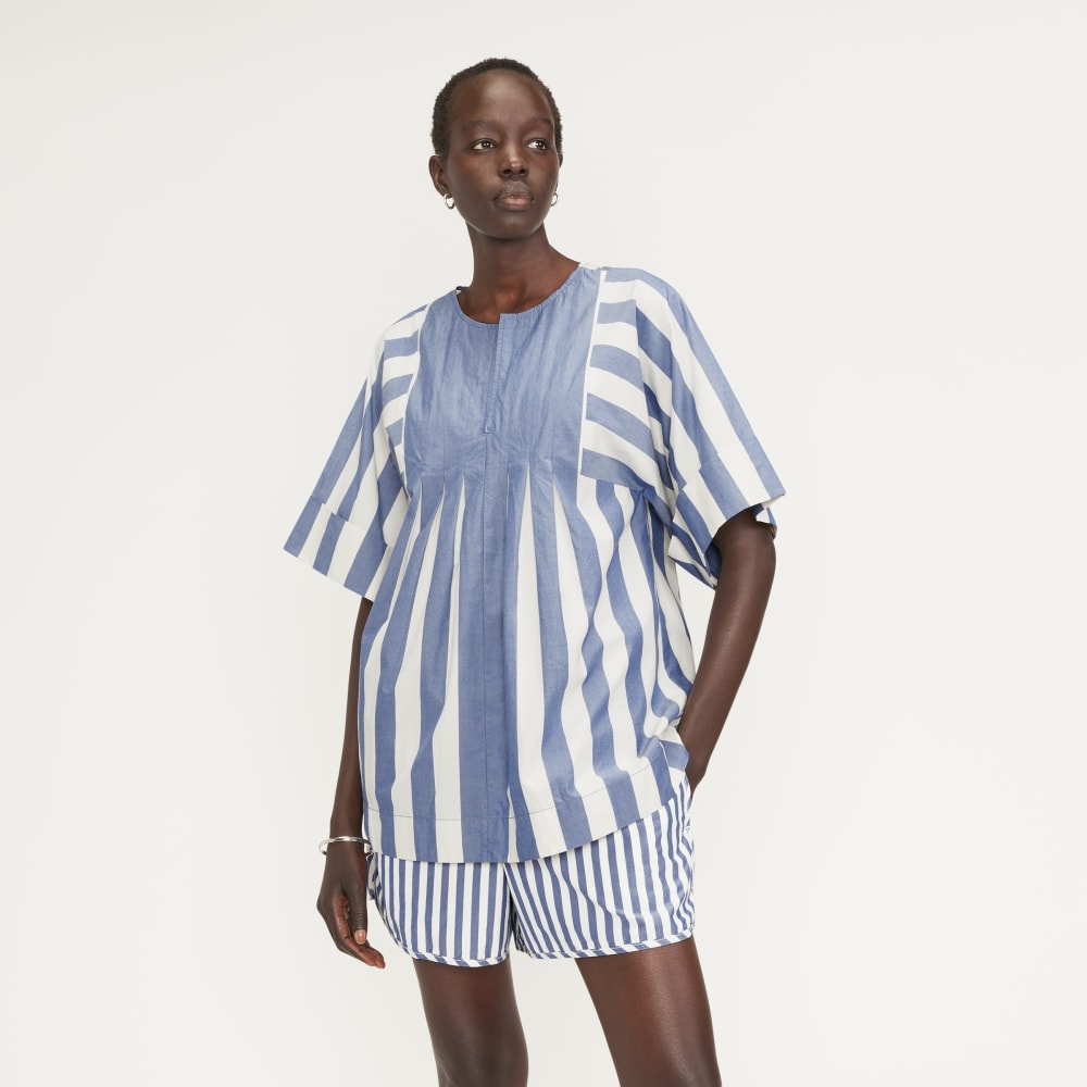 The Poplin Tunic | Mazarine Blue / Bone