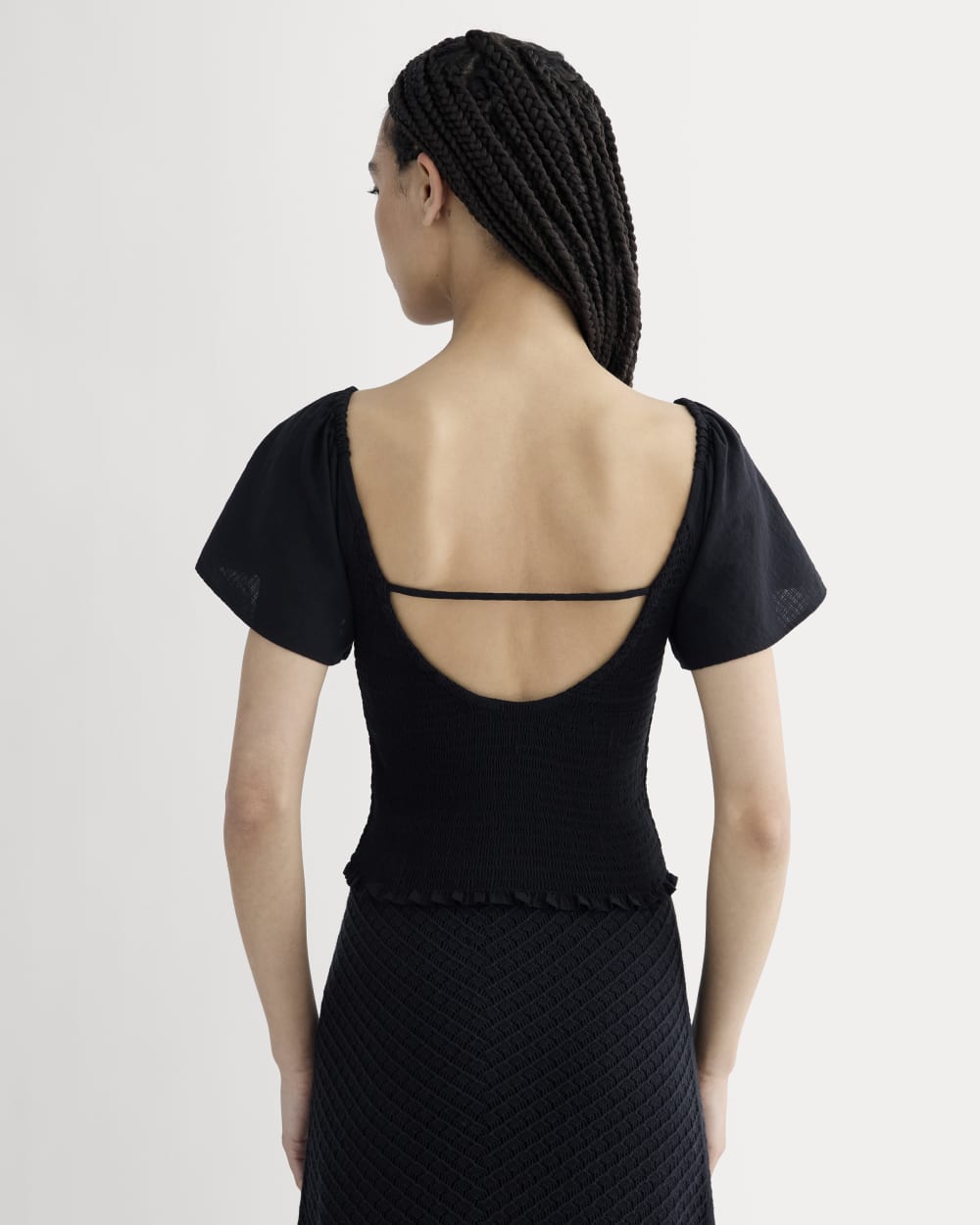 The Gauze Smocked Top | Black