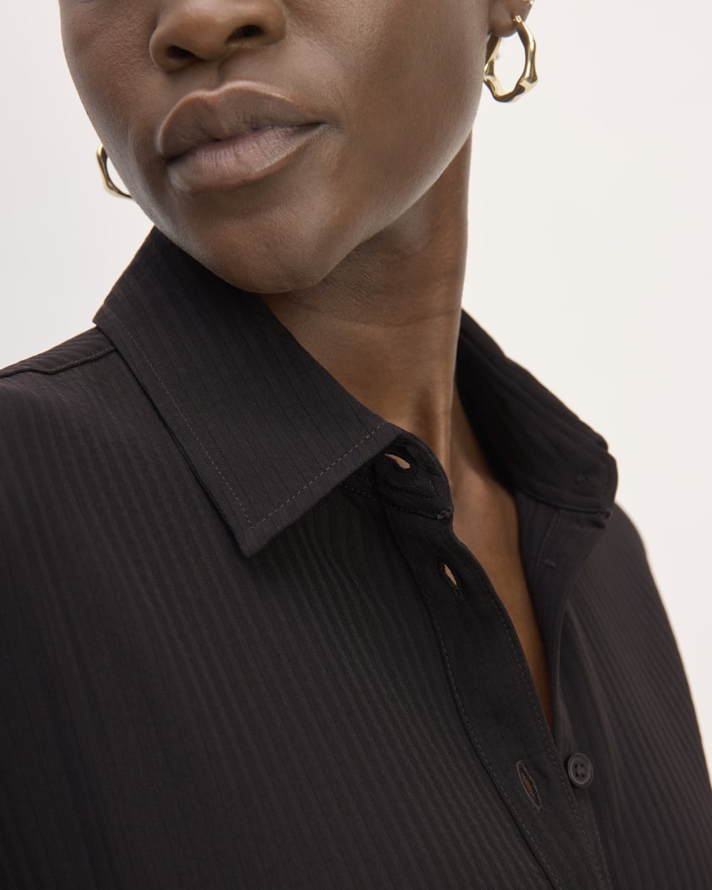 The Mini Jacquard Stripe Shirt Dress | Black