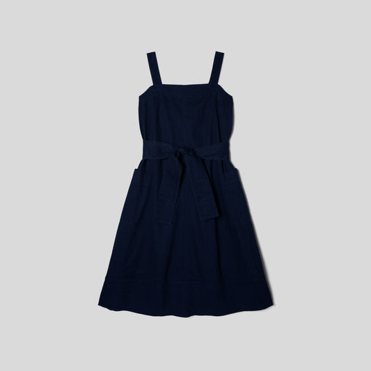 The Organic Cotton Herringbone Dress | Navy